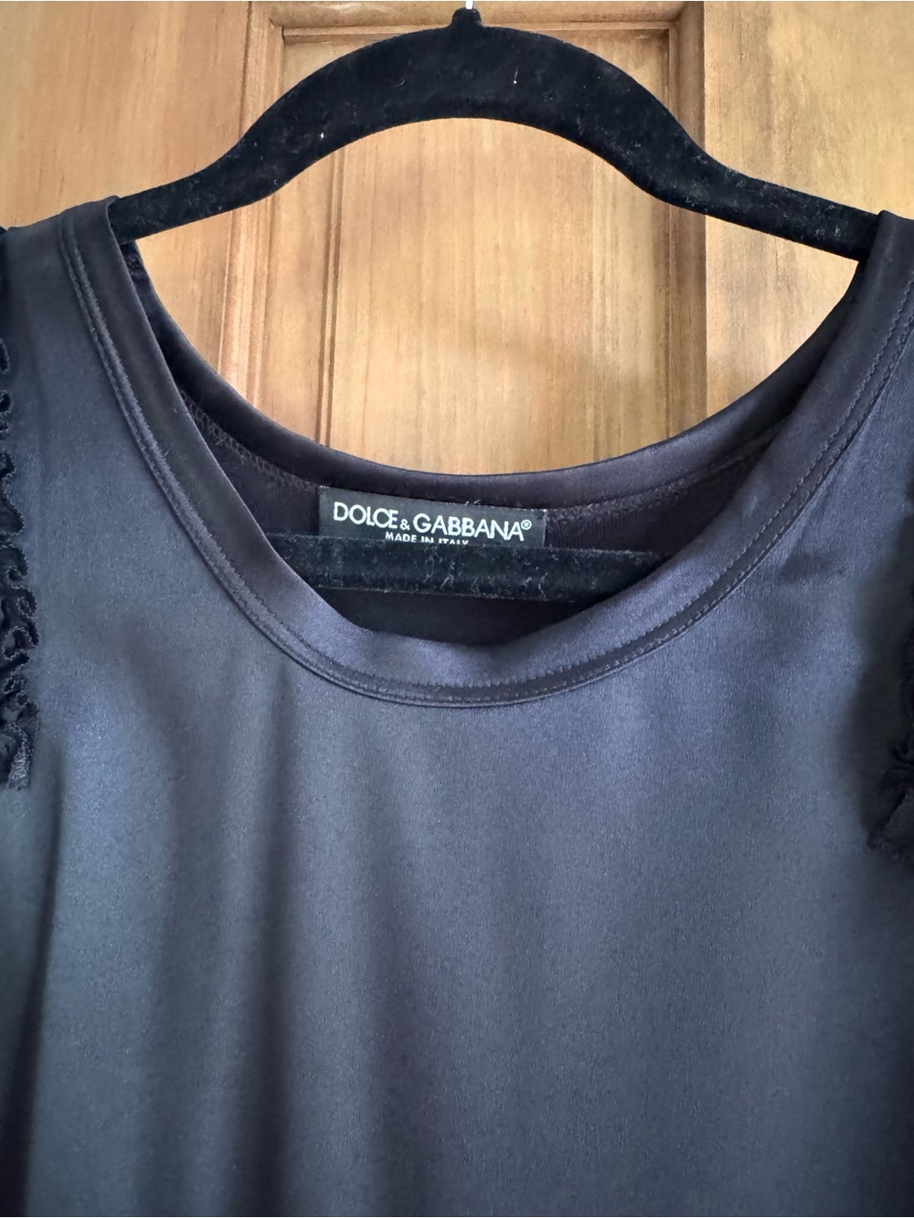 Dolce & Gabbana Black Short Sleeve Satin Tee